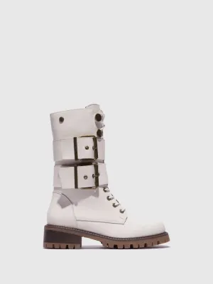 Beige Buckle Boots
