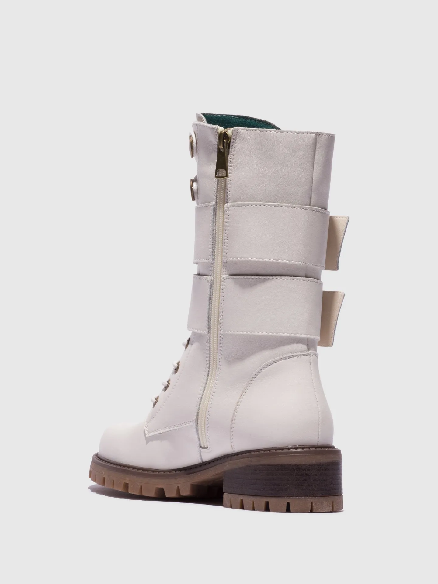 Beige Buckle Boots