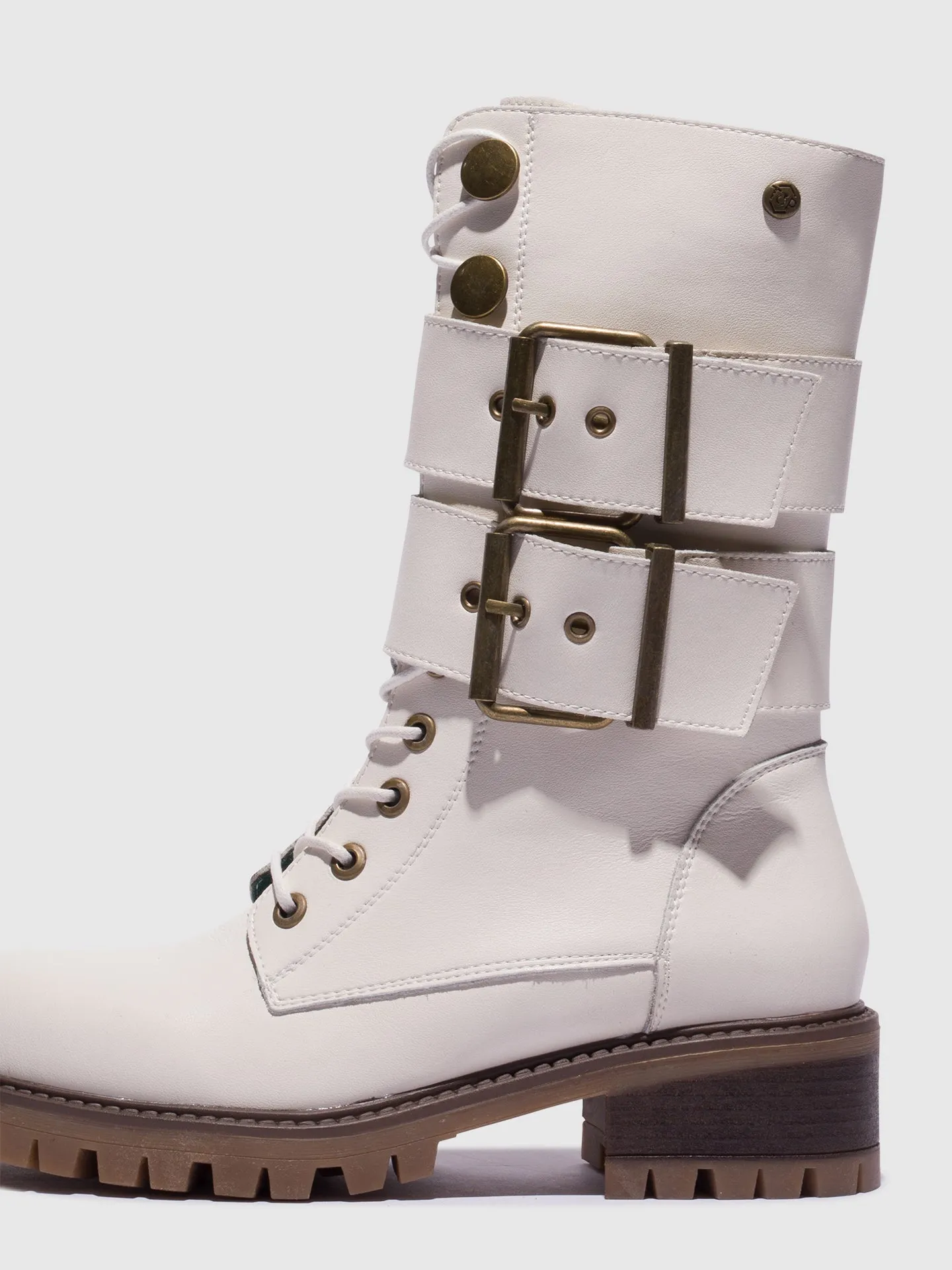 Beige Buckle Boots