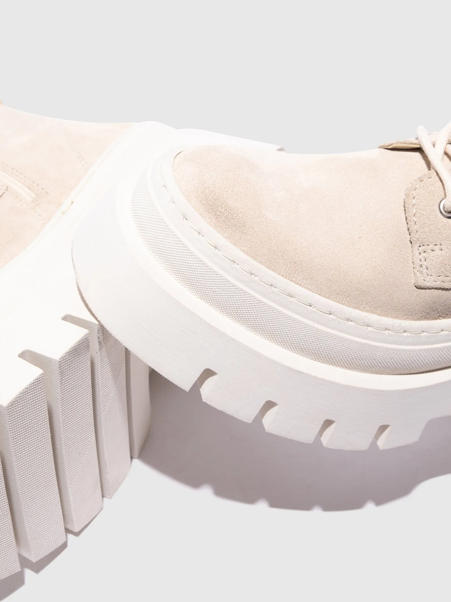Beige Lace-up Boots