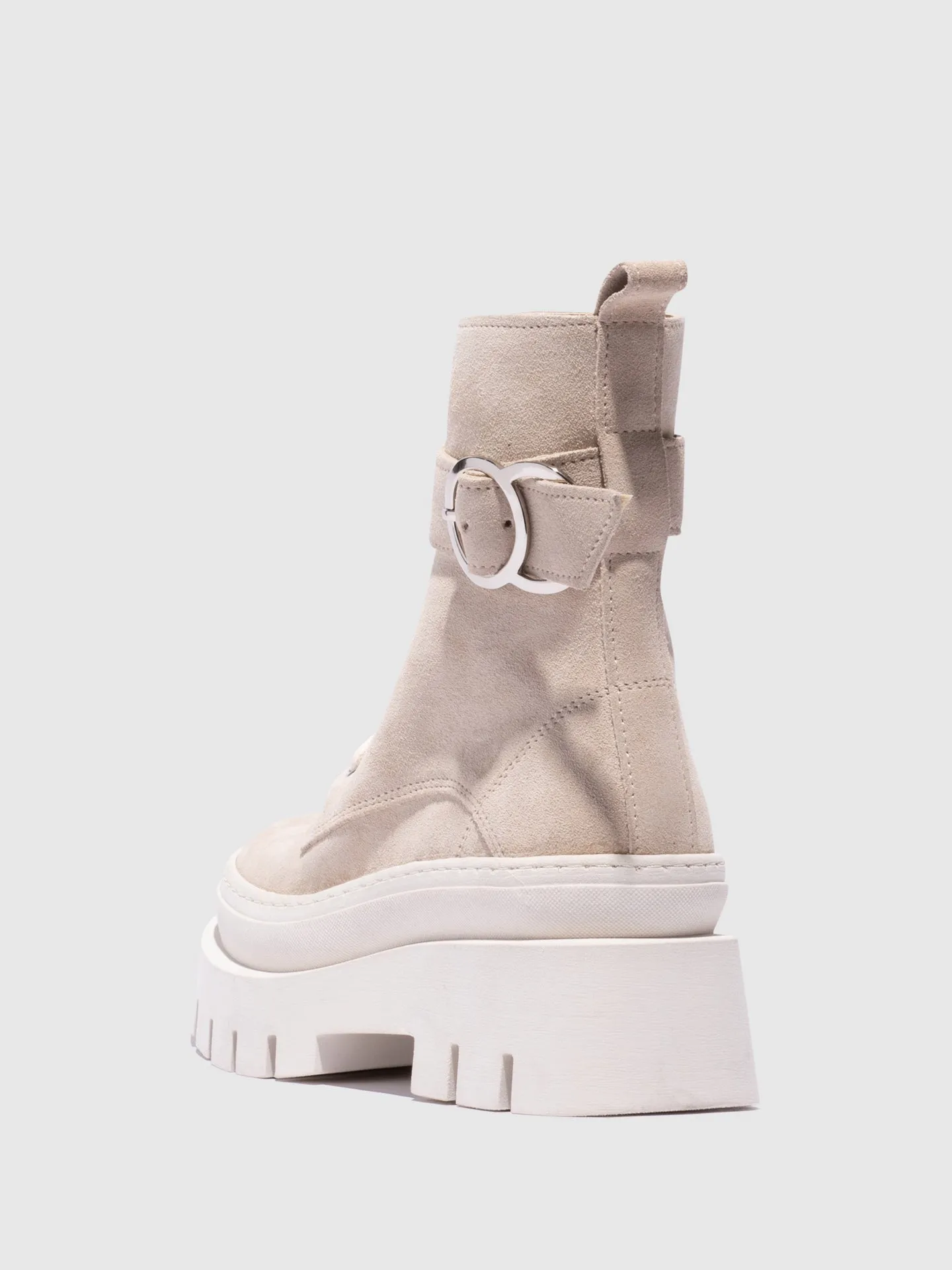 Beige Lace-up Boots