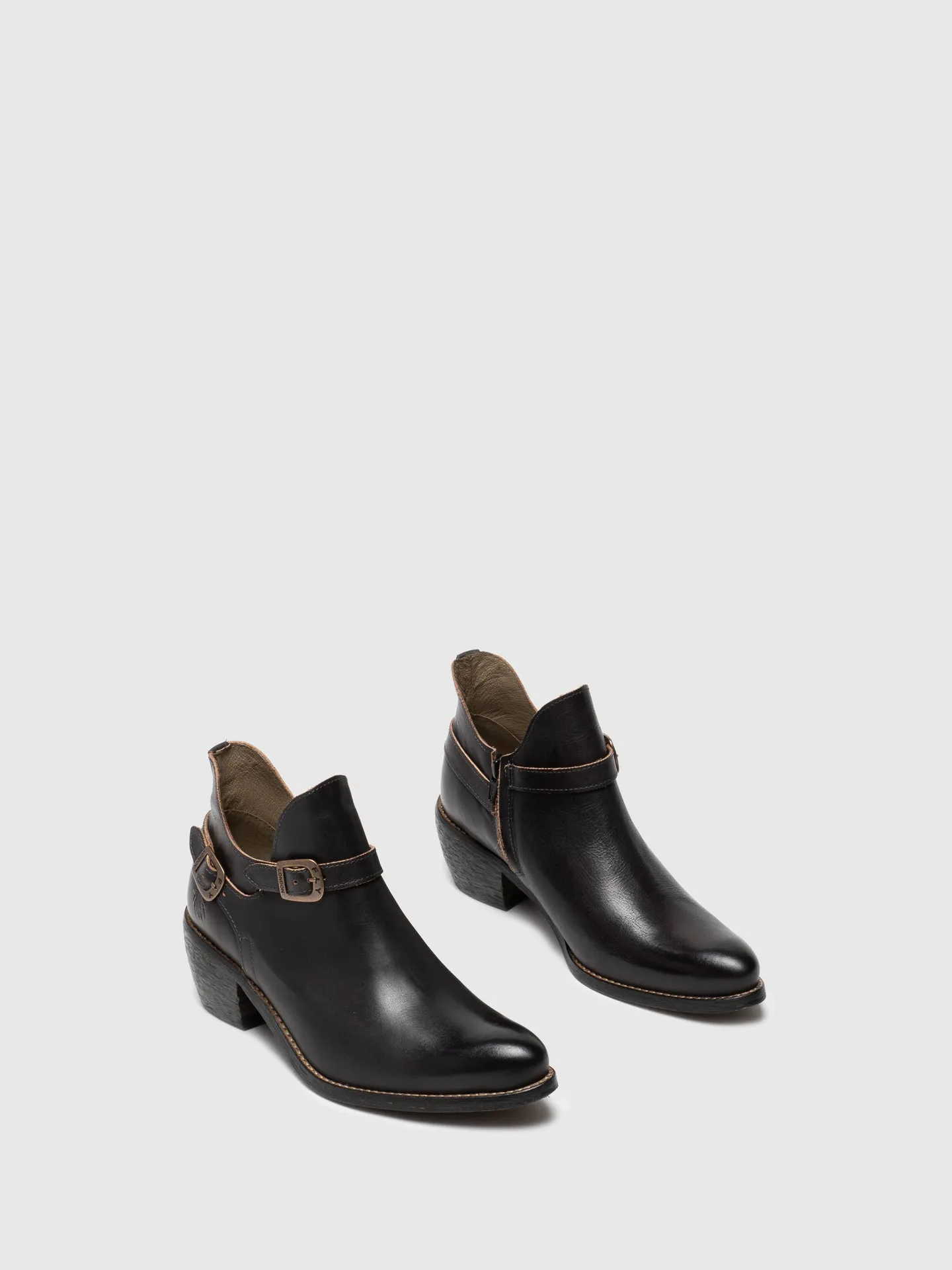 Black Buckle Ankle Boots