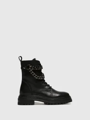 Black Lace-up Ankle Boots