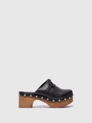Black Round Toe Clogs