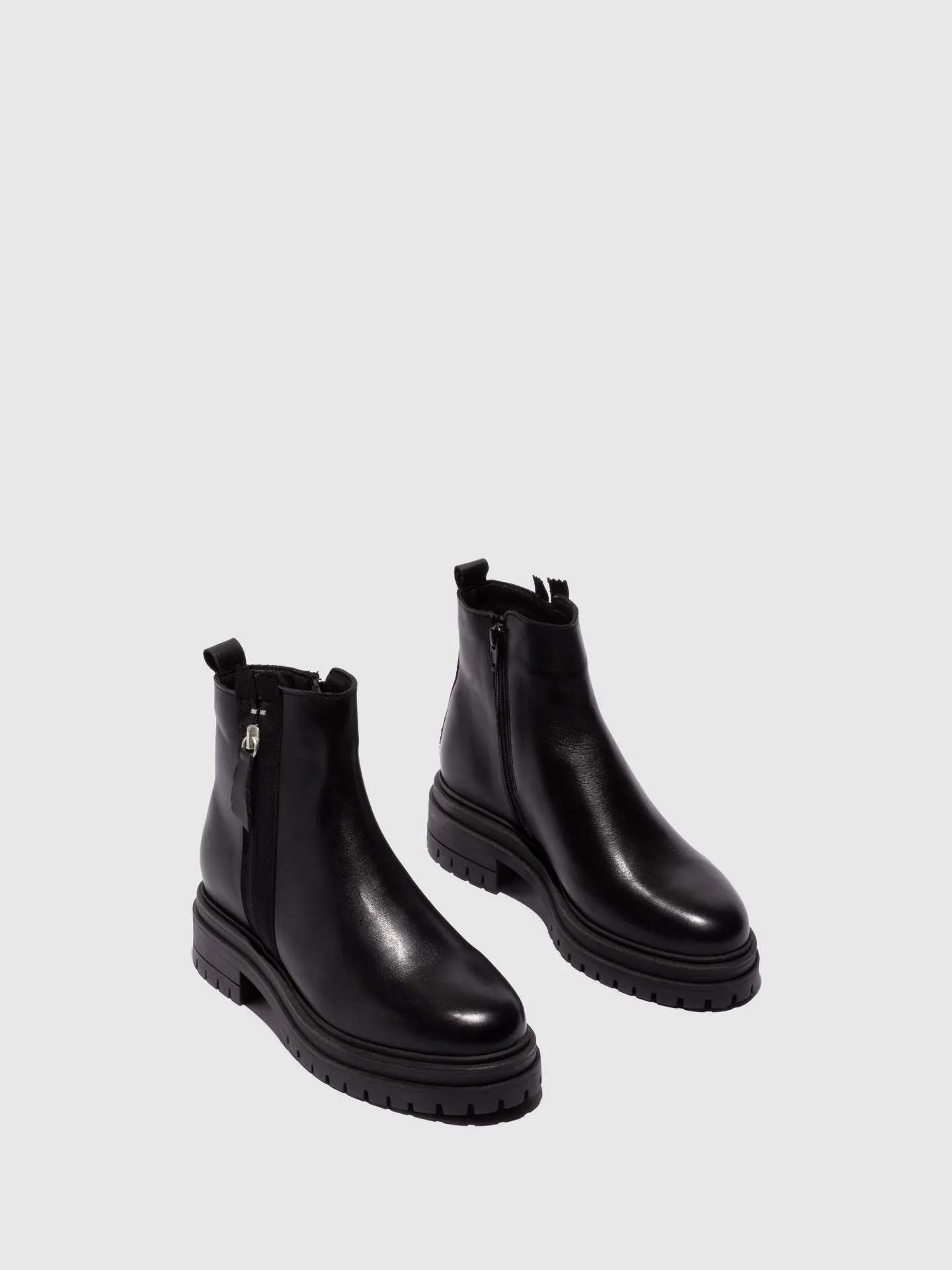 Black Zip Up Ankle Boots