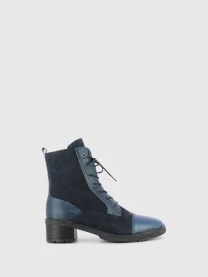 Blue Lace-up Boots