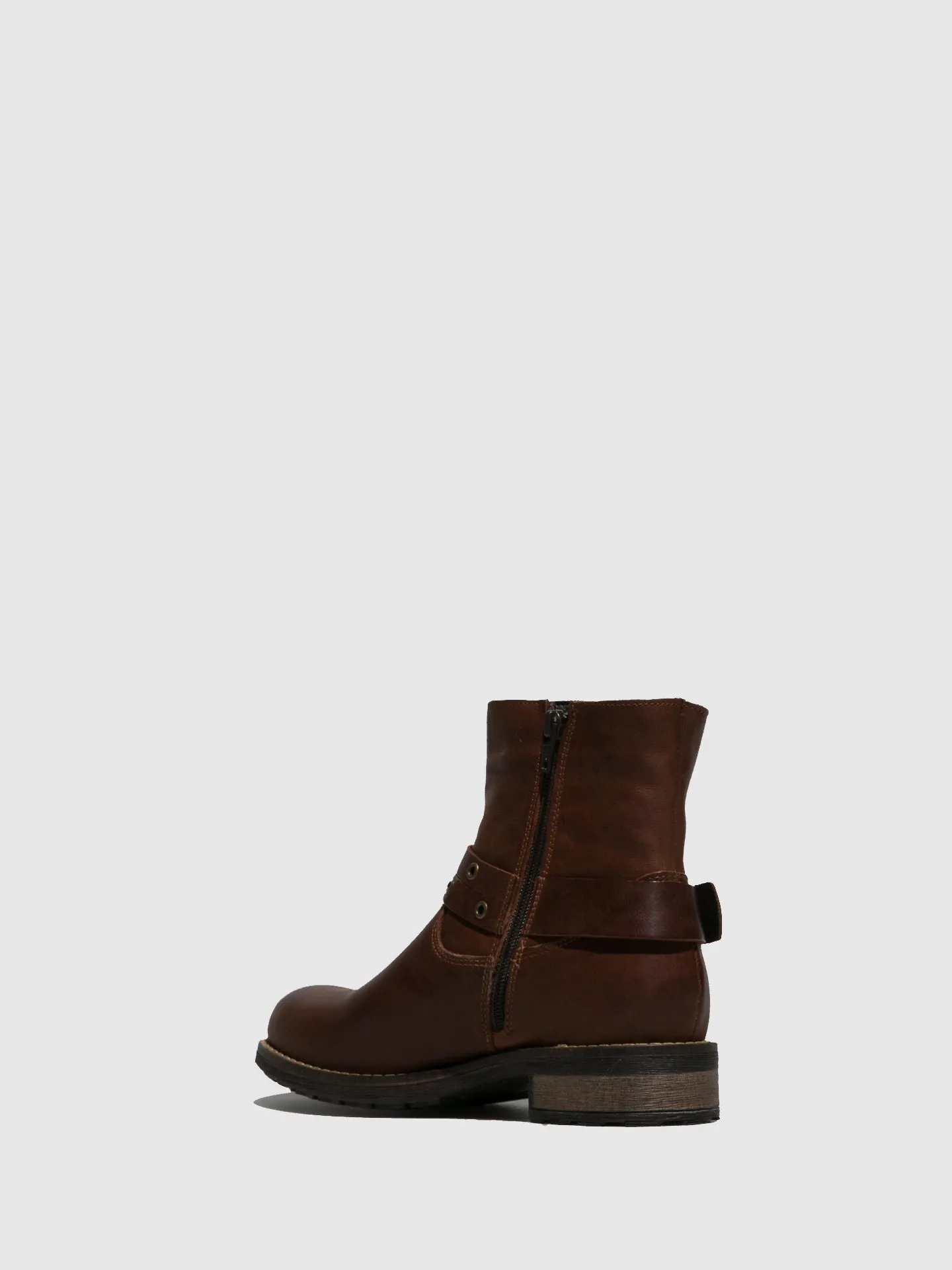 Brown Buckle Ankle Boots
