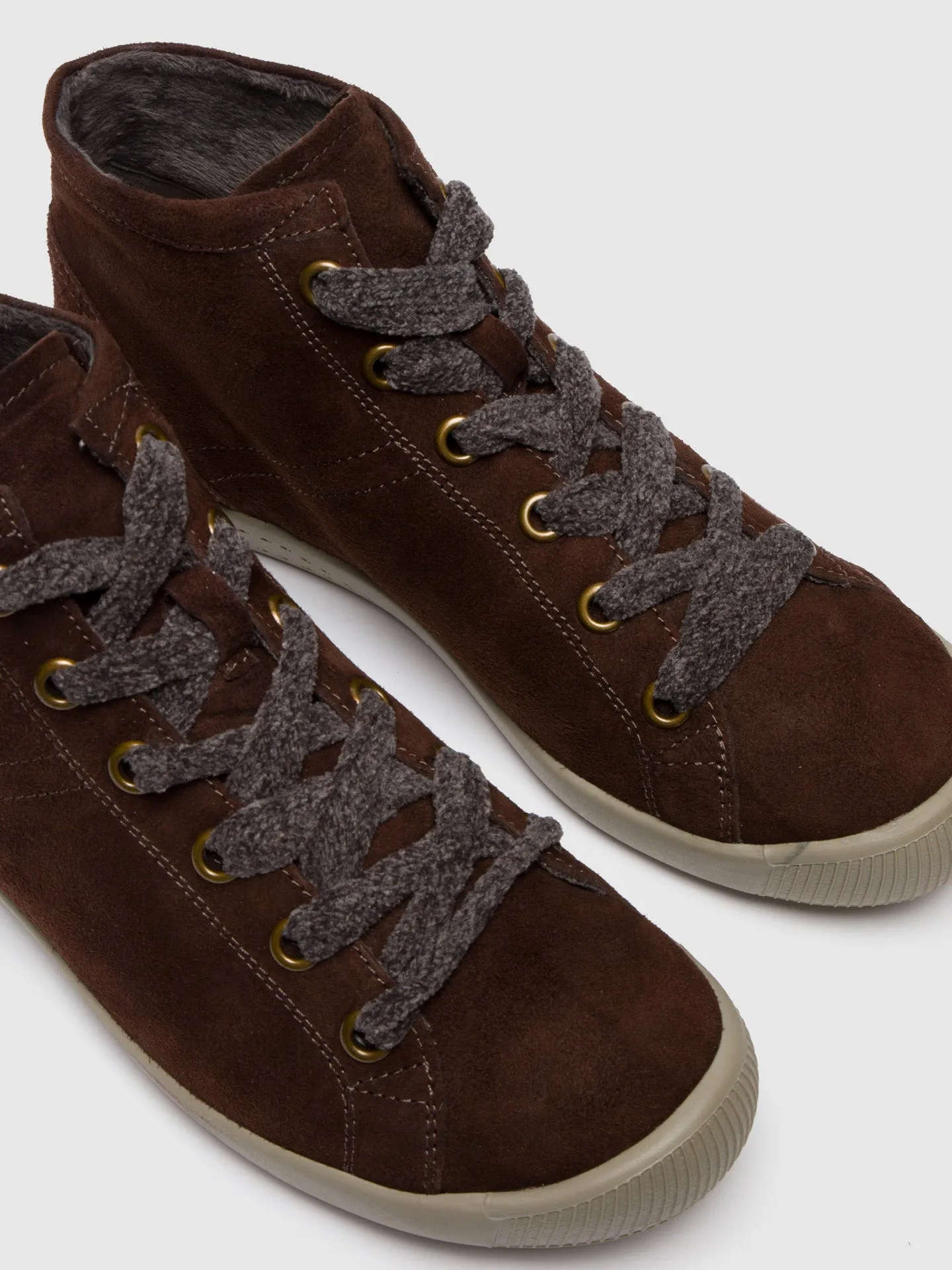 Brown Leather Hi-Top Trainers