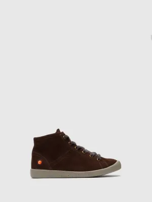 Brown Leather Hi-Top Trainers