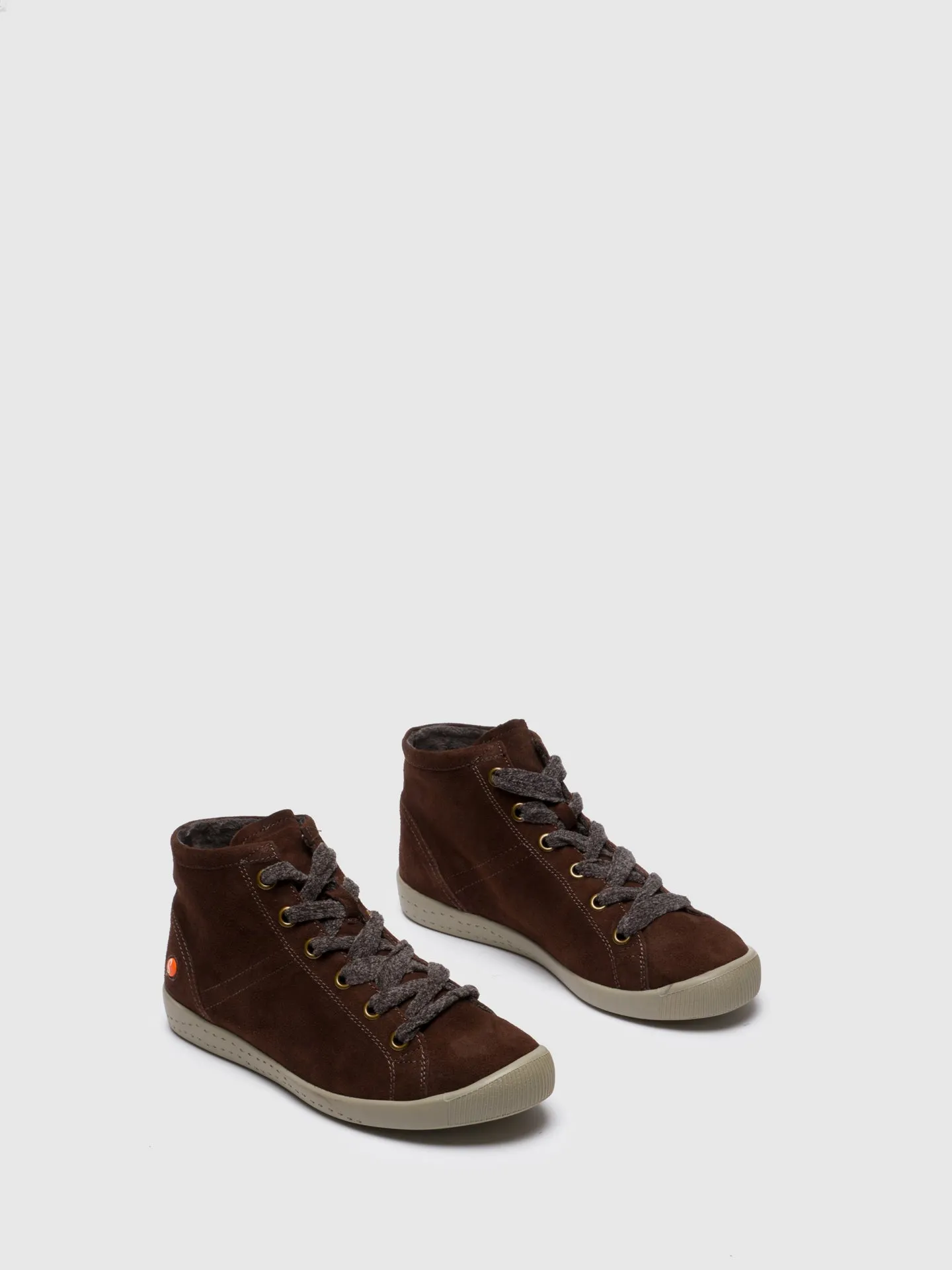 Brown Leather Hi-Top Trainers