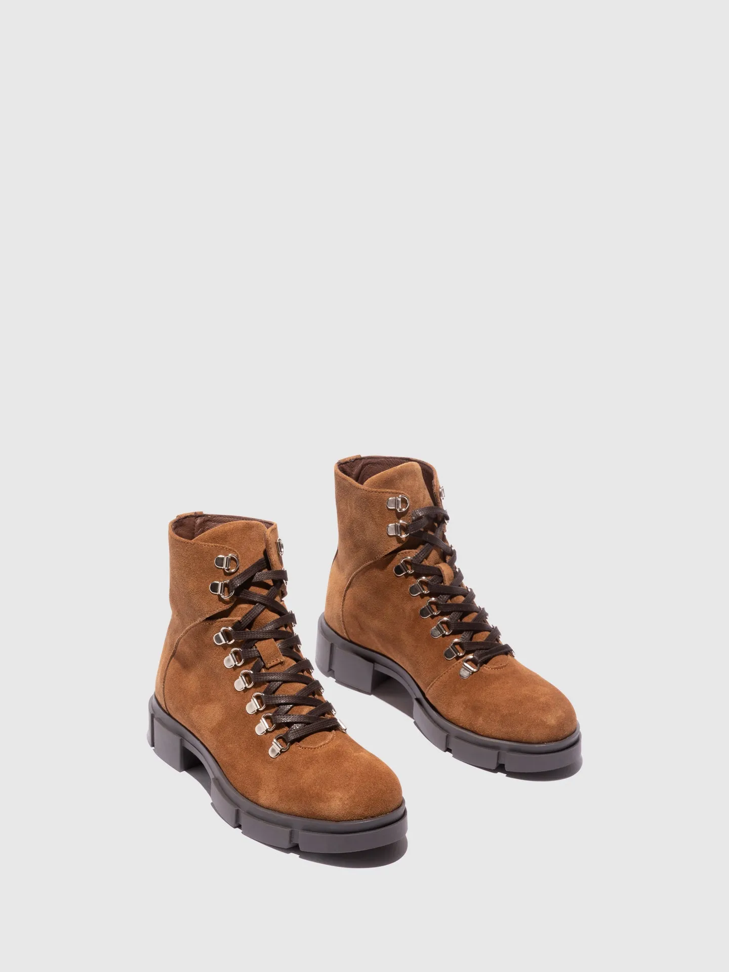 Camel Lace-up Ankle Boots