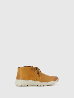 Camel Lace-up Ankle Boots