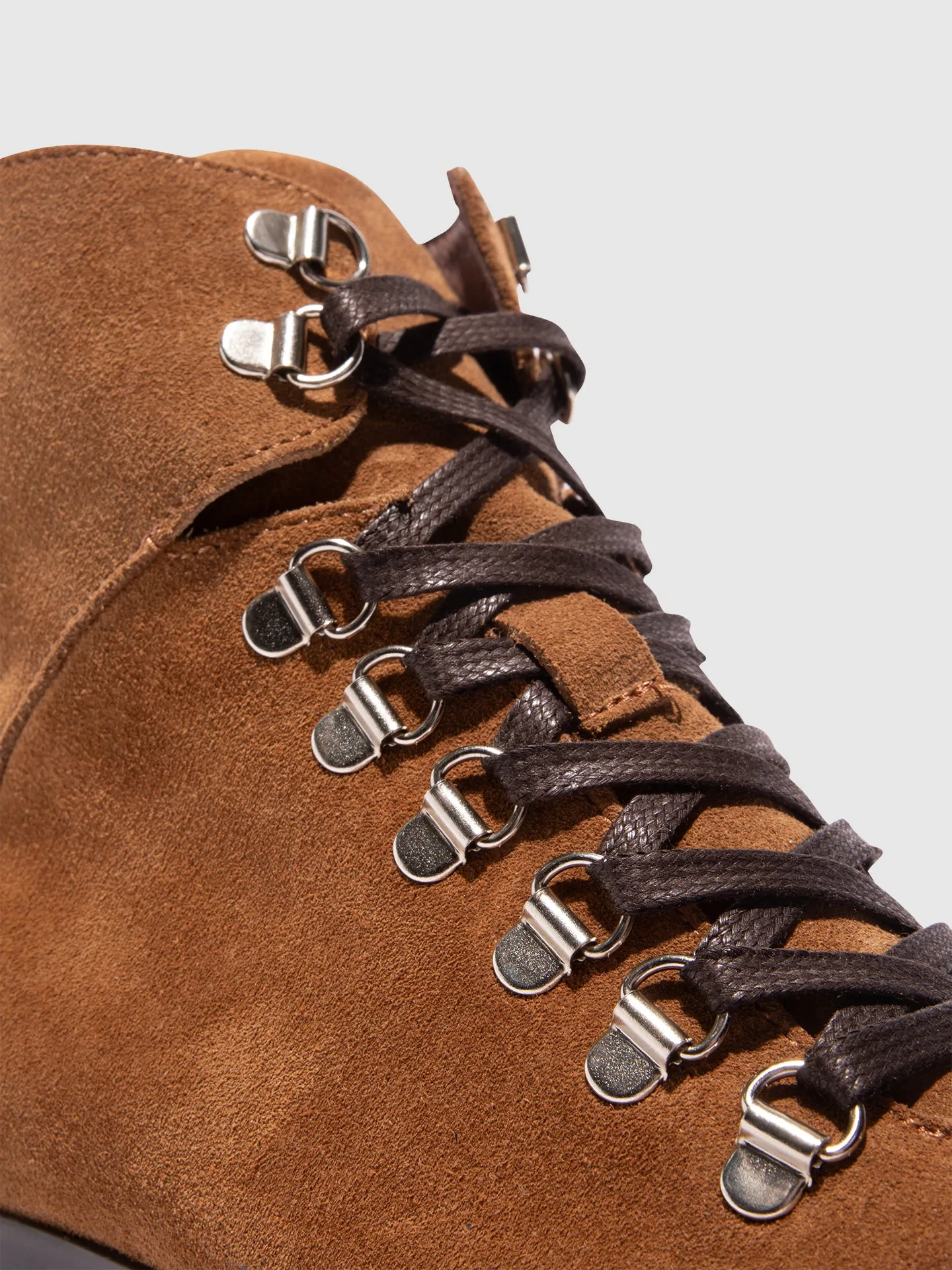 Camel Lace-up Ankle Boots