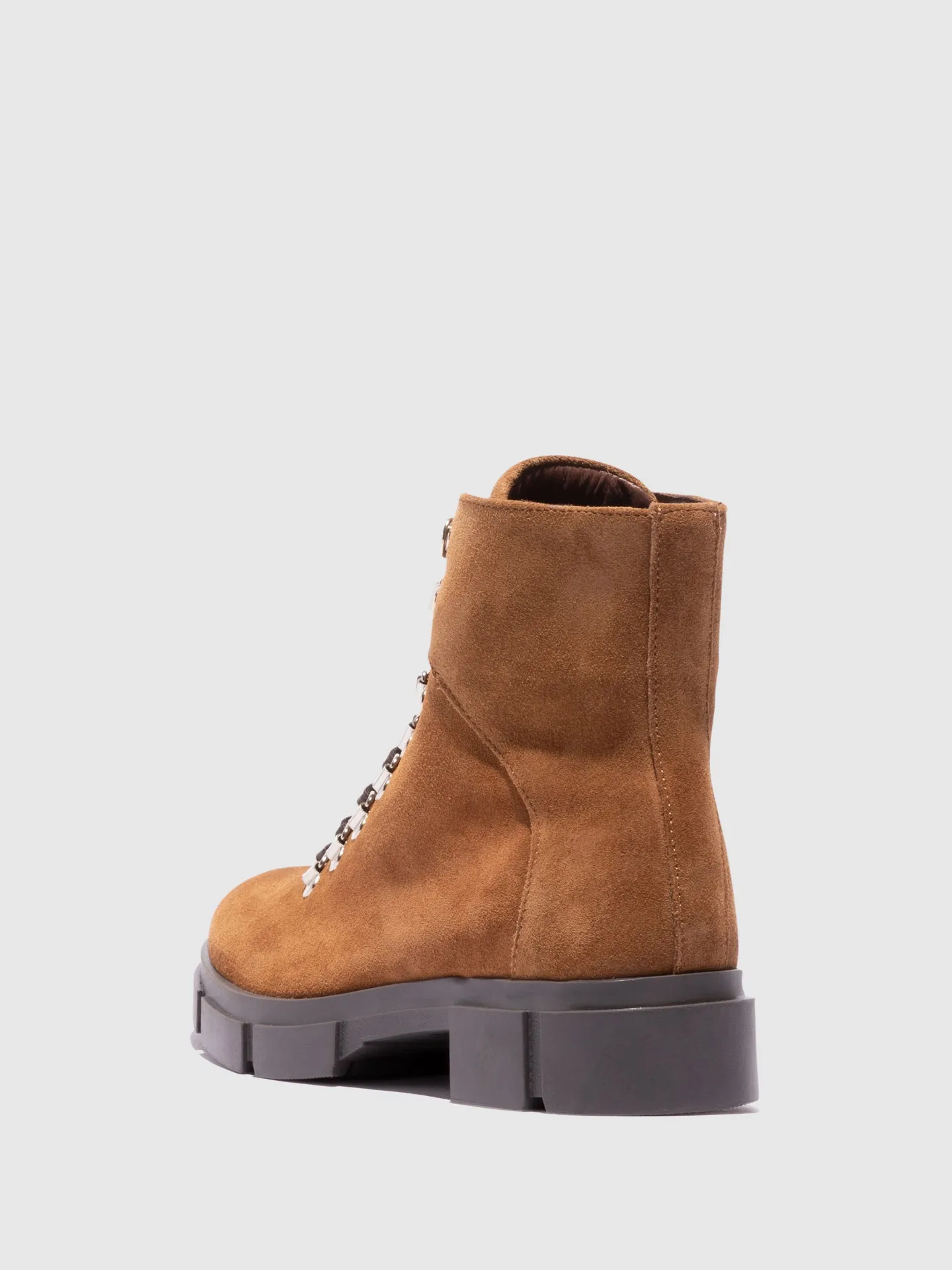 Camel Lace-up Ankle Boots