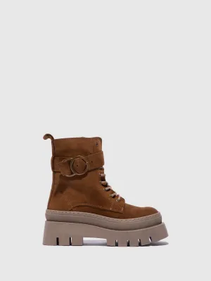 Camel Lace-up Boots
