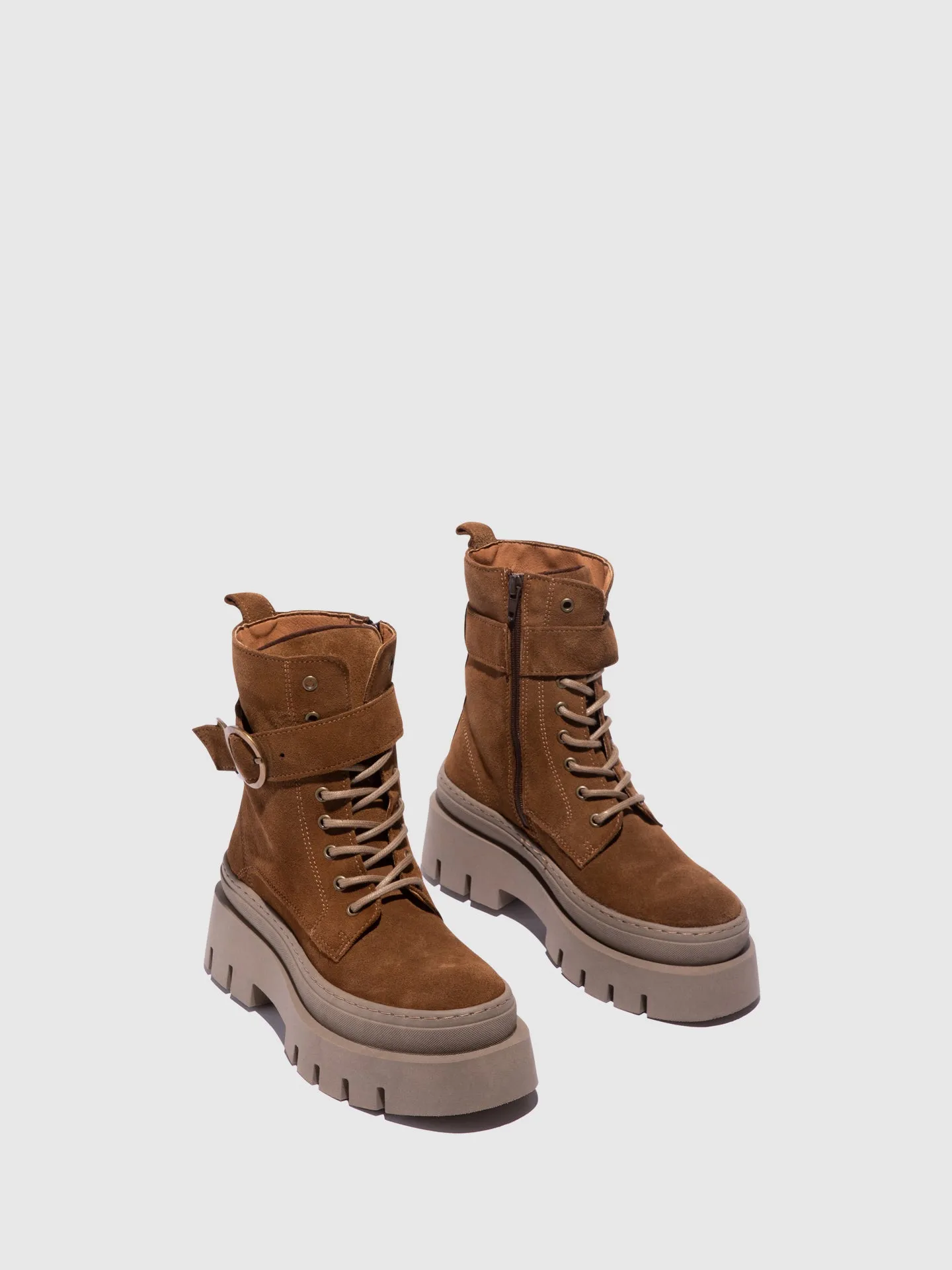 Camel Lace-up Boots