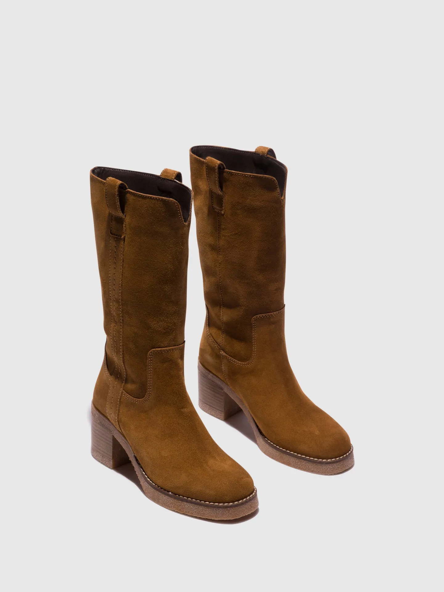 Camel Round Toe Boots