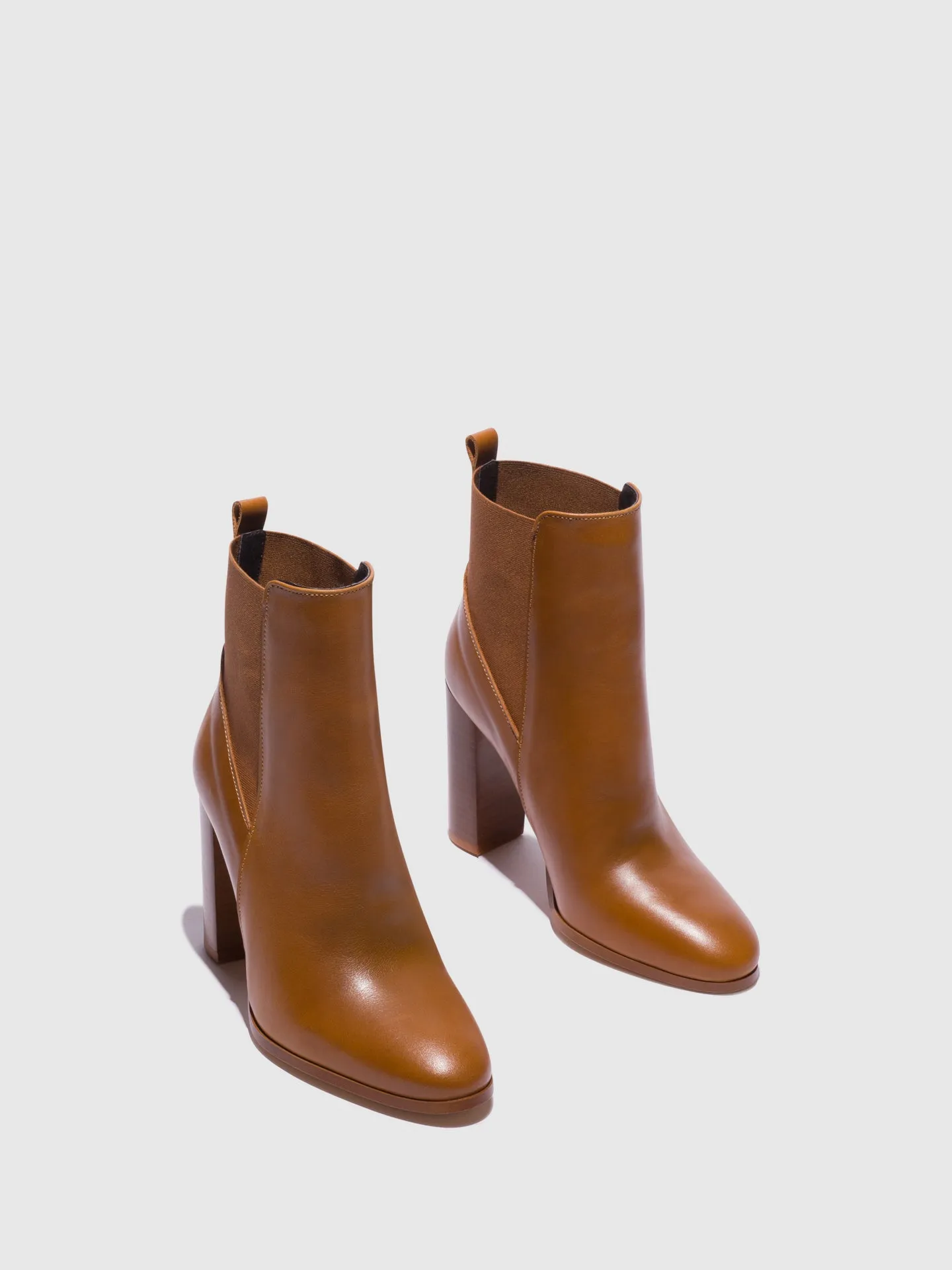 Camel Zip Up Ankle Boots