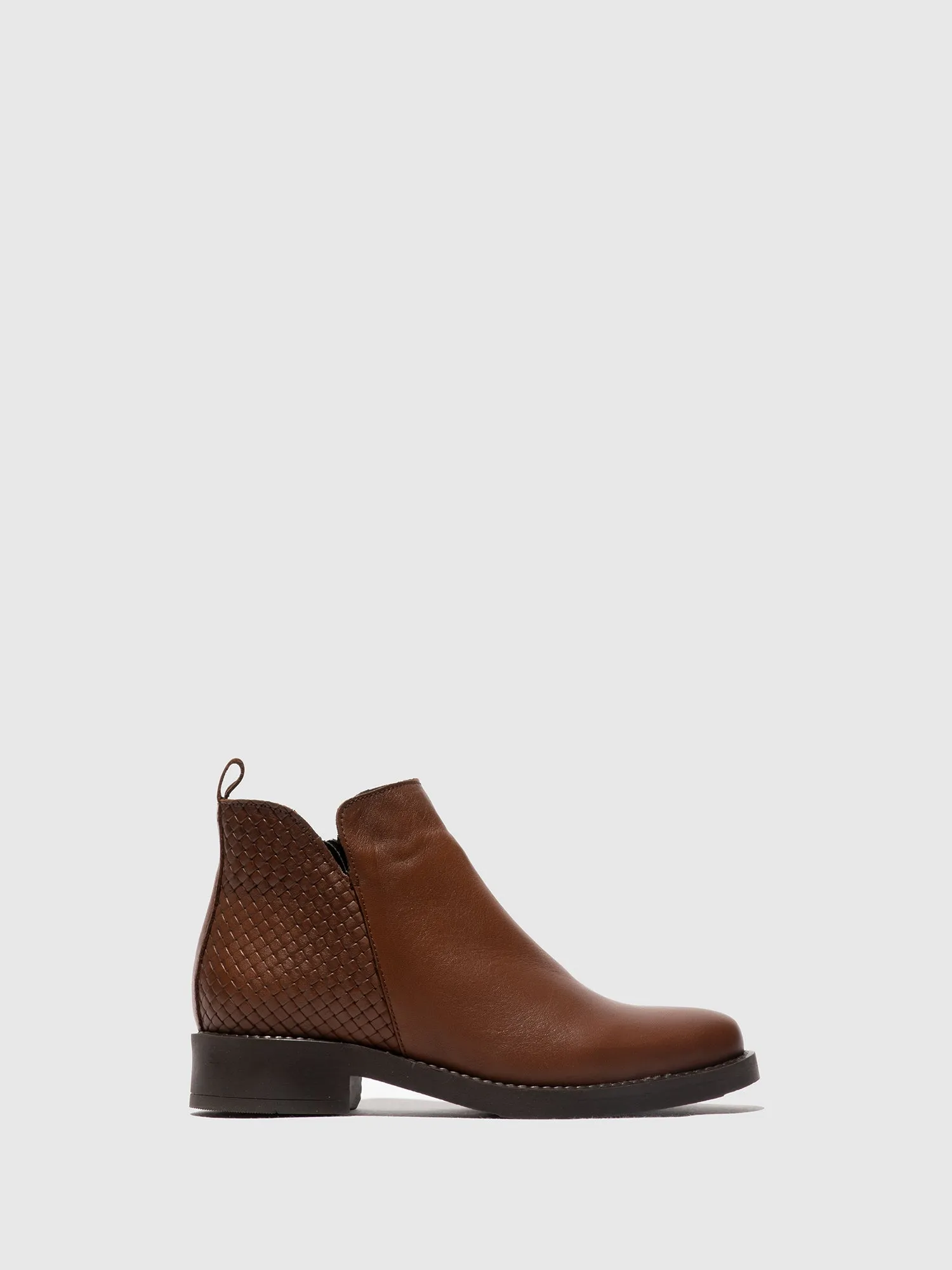 Camel Zip Up Ankle Boots