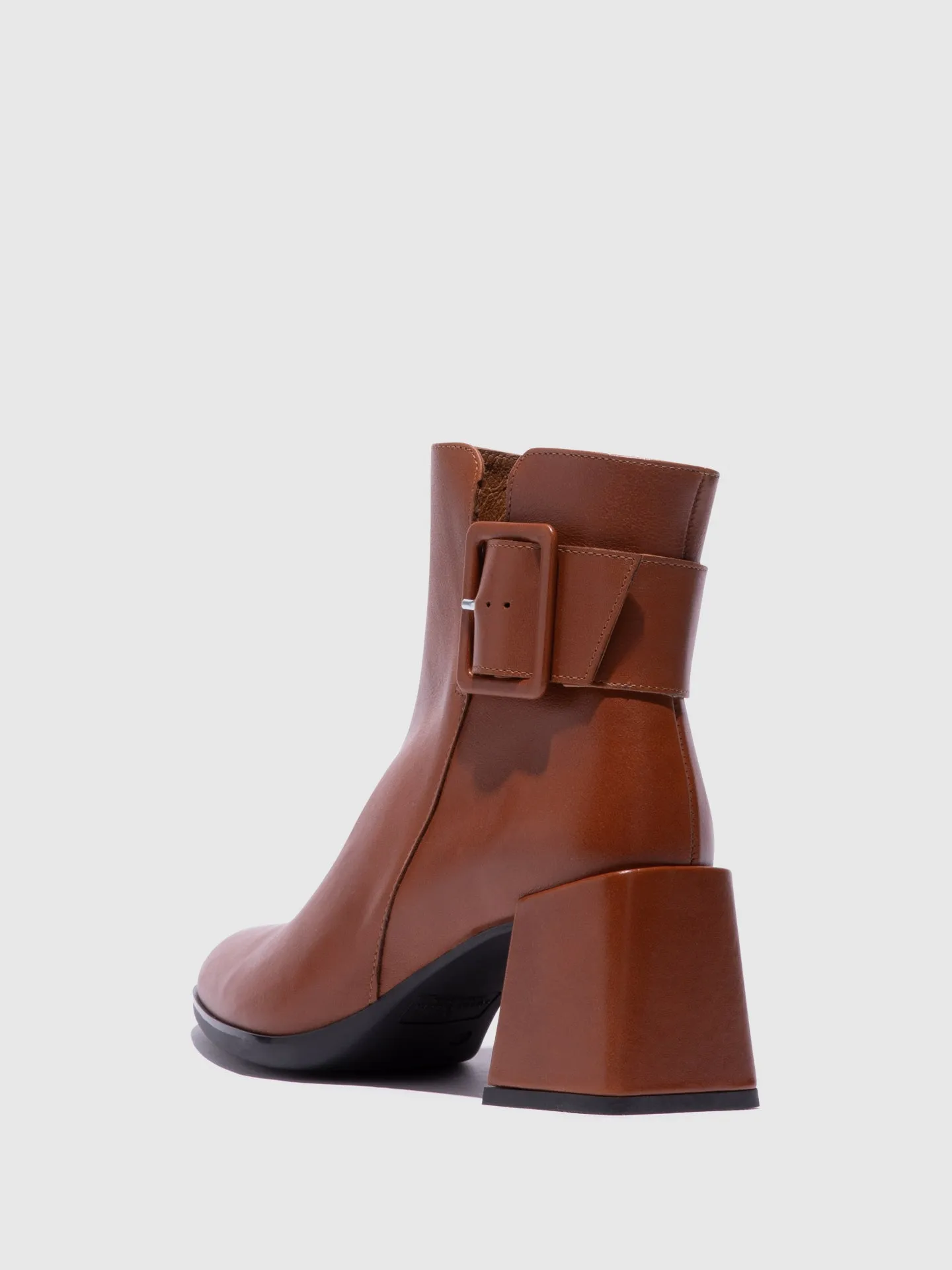 Cognac Zip Up Ankle Boots