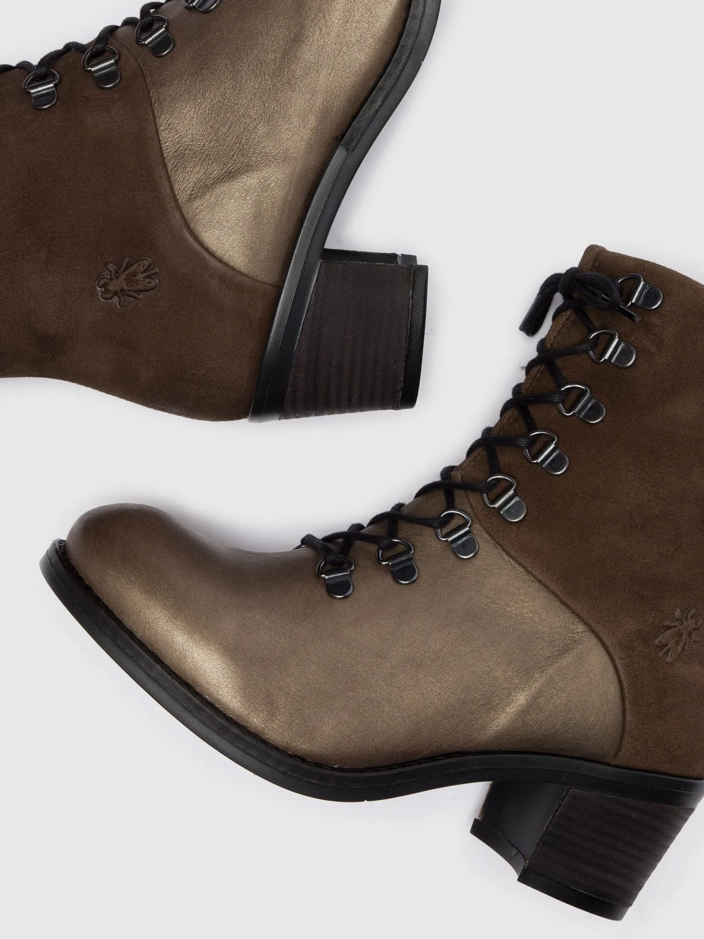 Gray Lace-up Ankle Boots