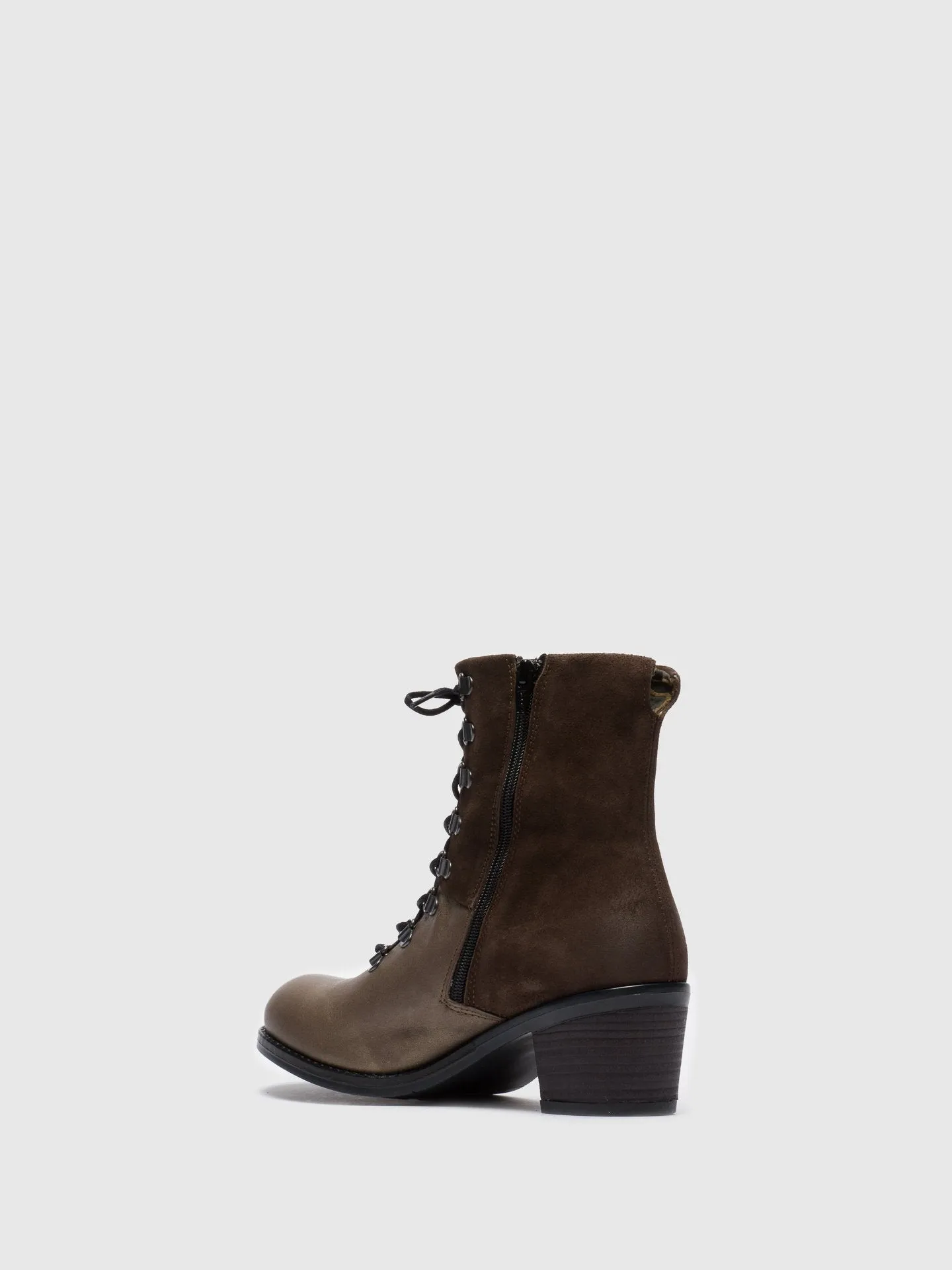 Gray Lace-up Ankle Boots