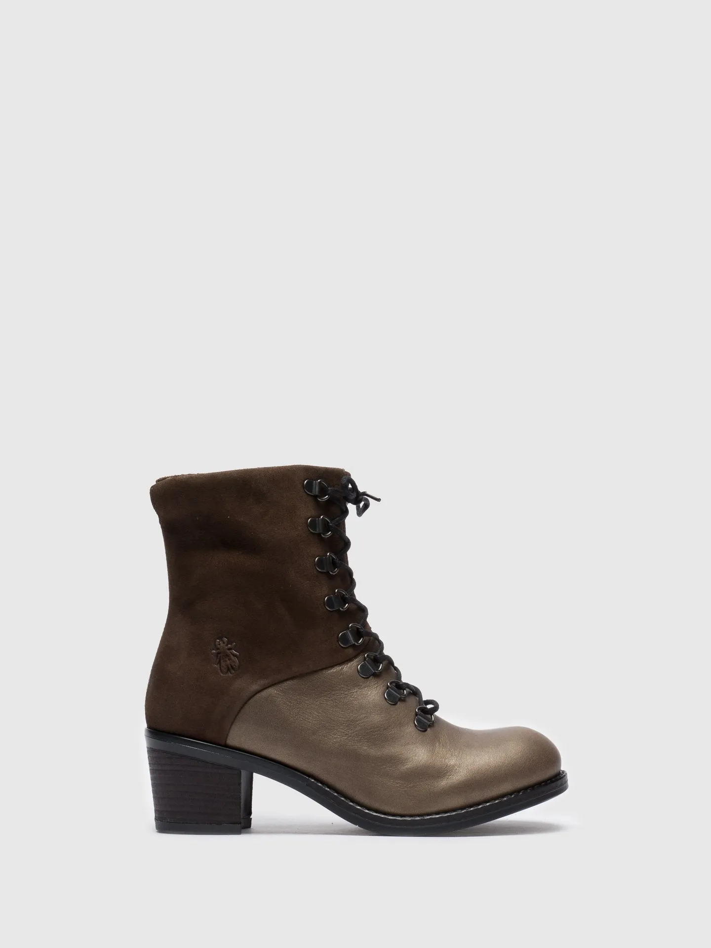 Gray Lace-up Ankle Boots