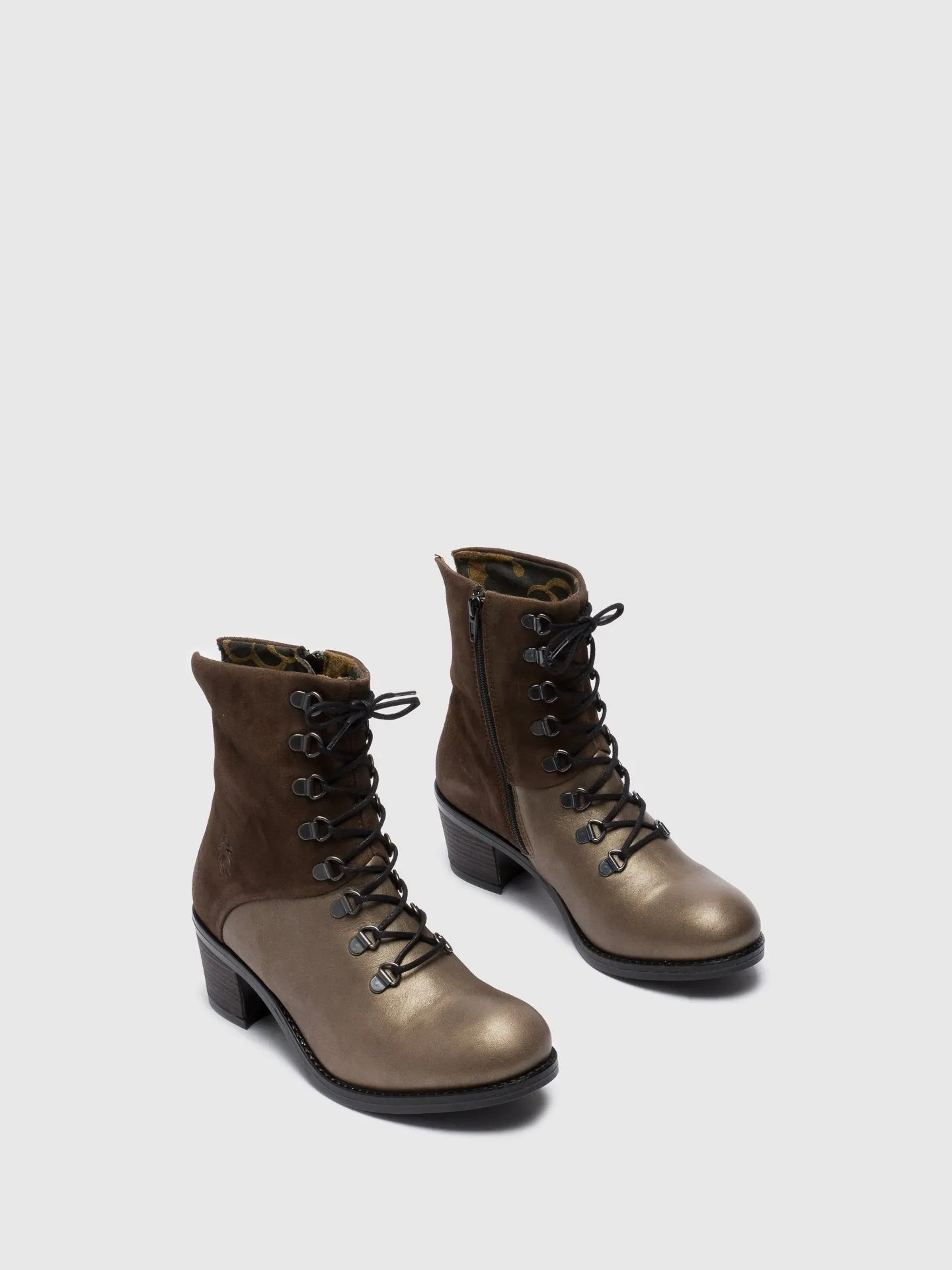 Gray Lace-up Ankle Boots