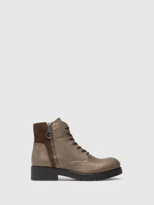 Gray Zip Up Ankle Boots