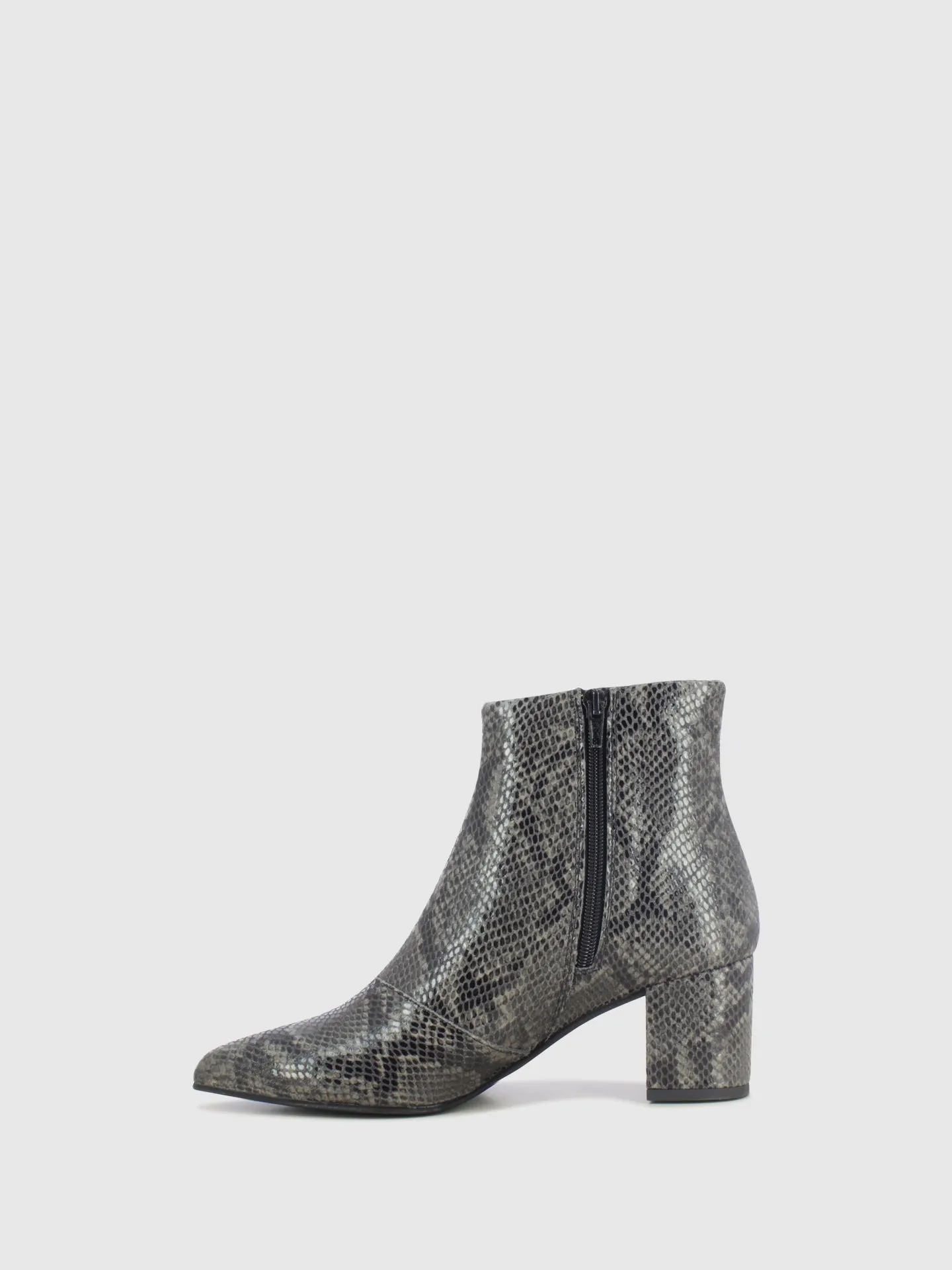 Gray Zip Up Ankle Boots