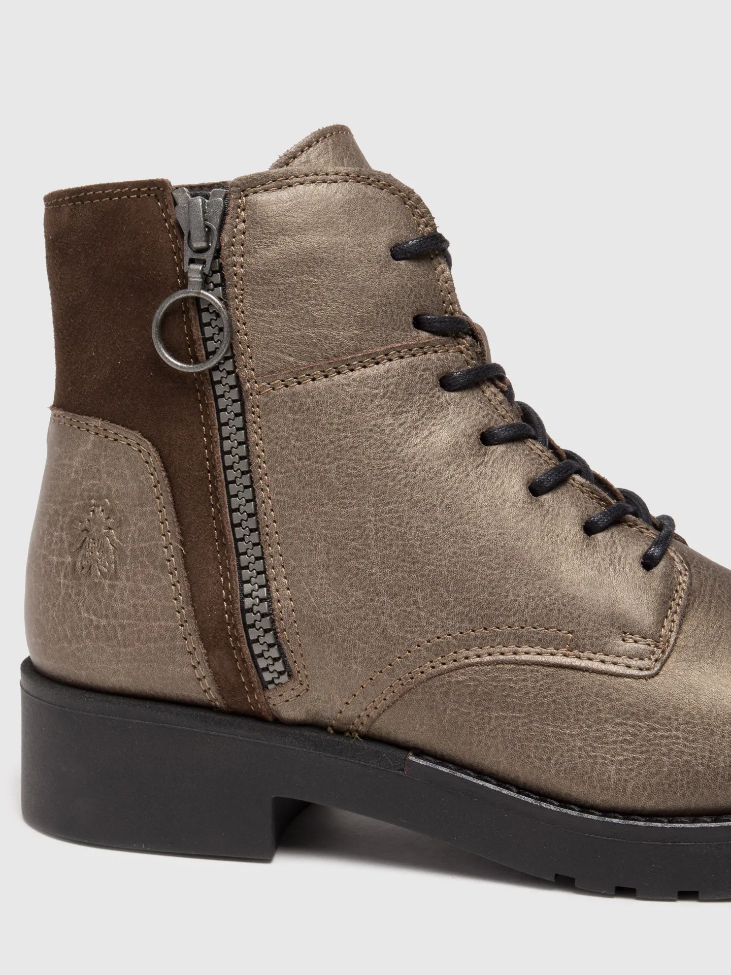 Gray Zip Up Ankle Boots