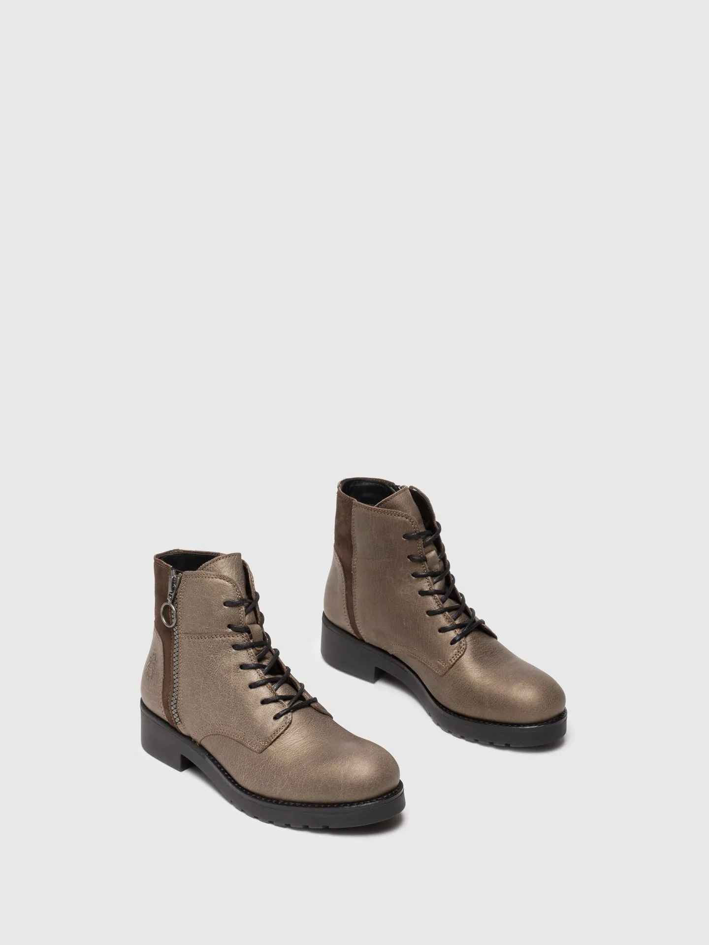 Gray Zip Up Ankle Boots