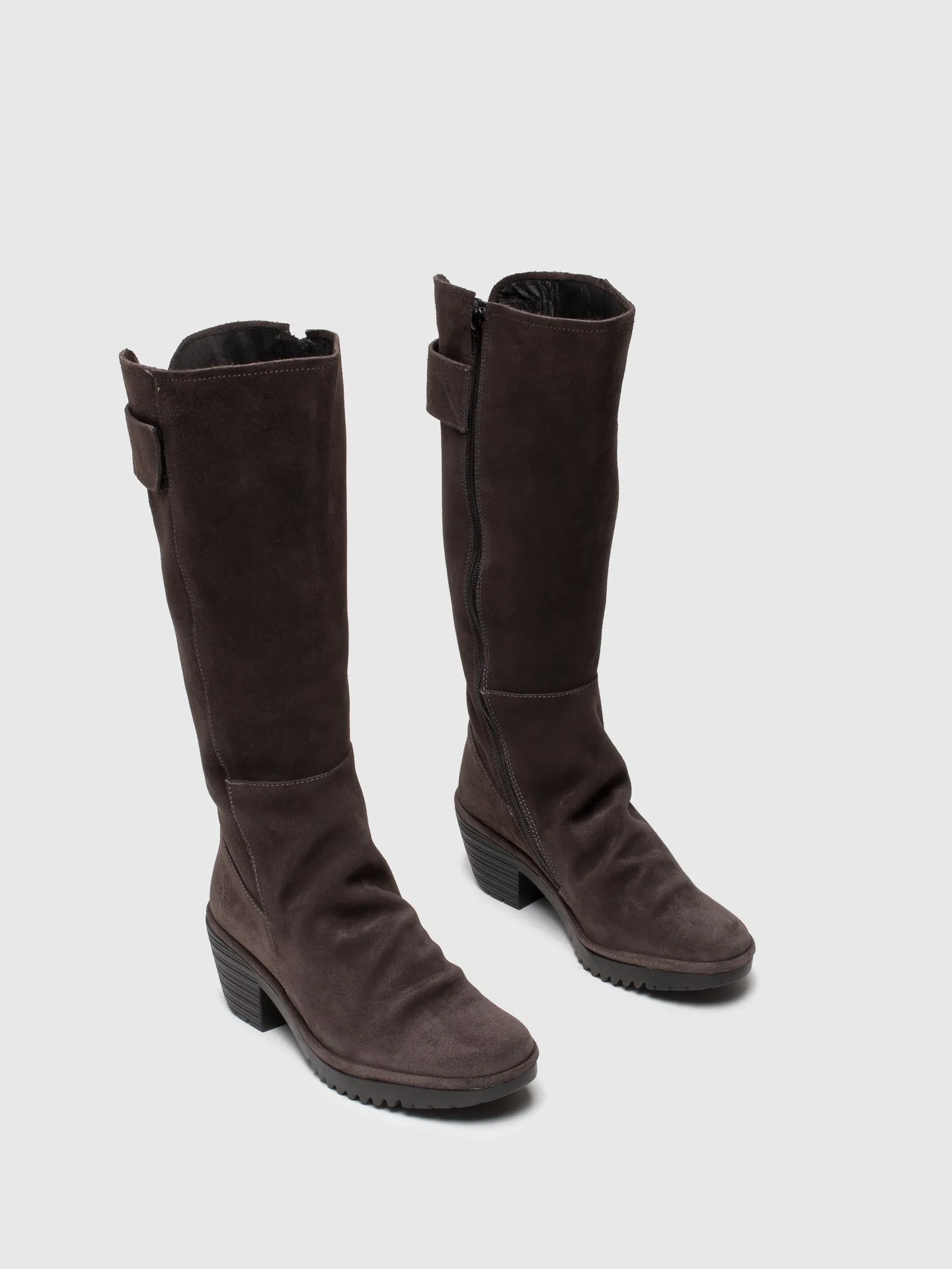 Gray Zip Up Boots