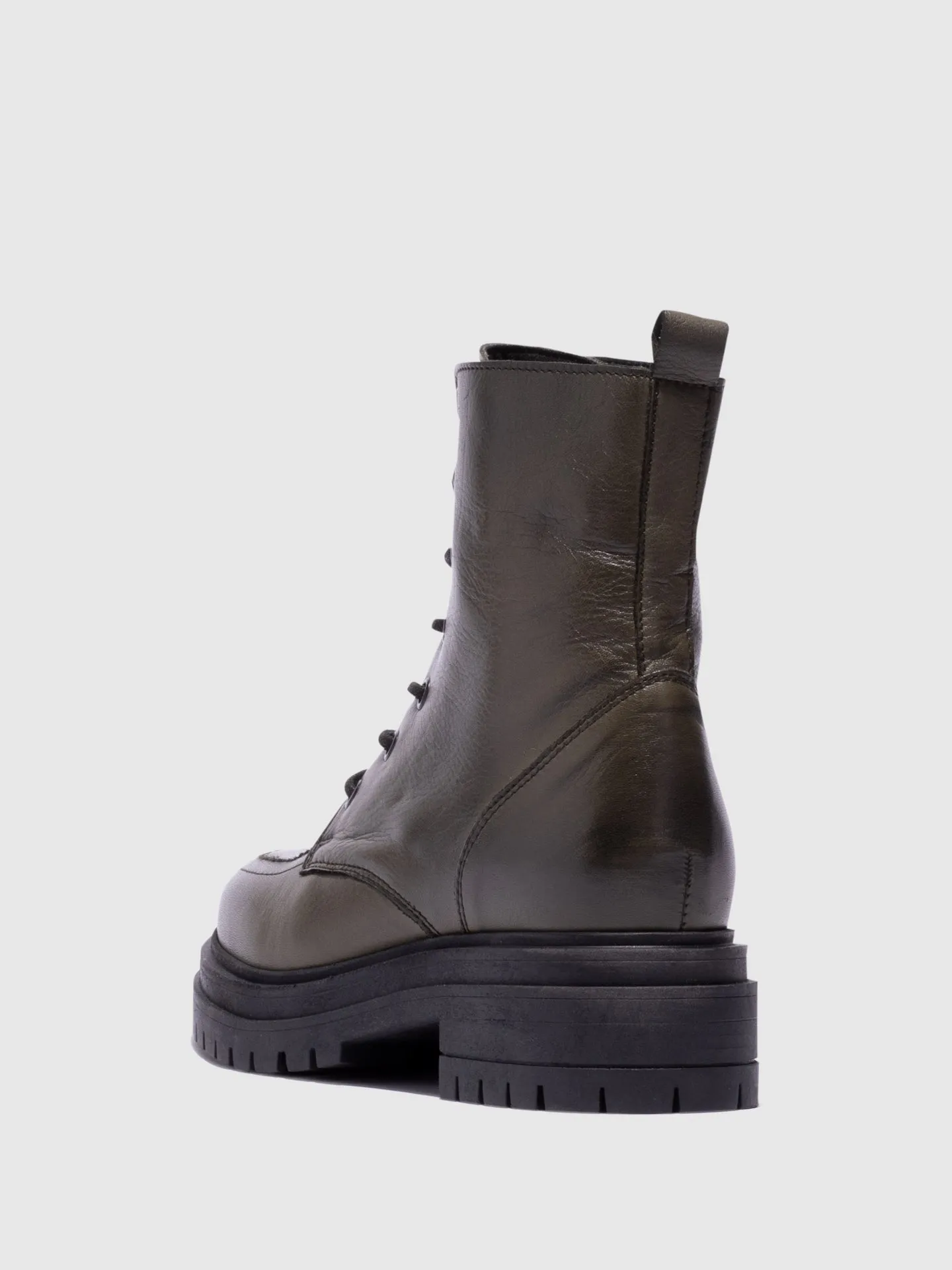 Green Lace-up Ankle Boots