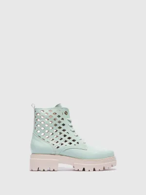 Green Lace-up Ankle Boots
