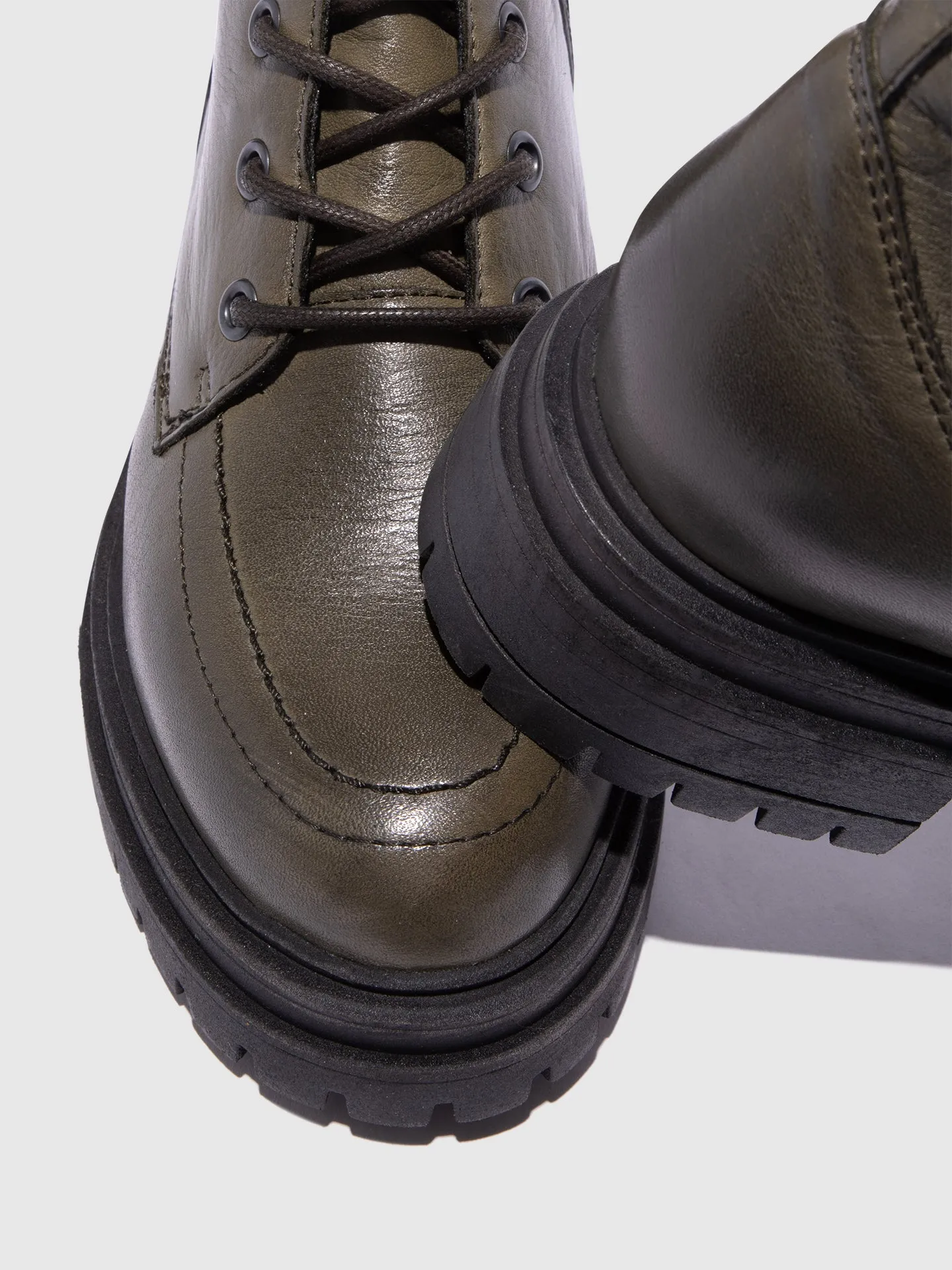 Green Lace-up Ankle Boots