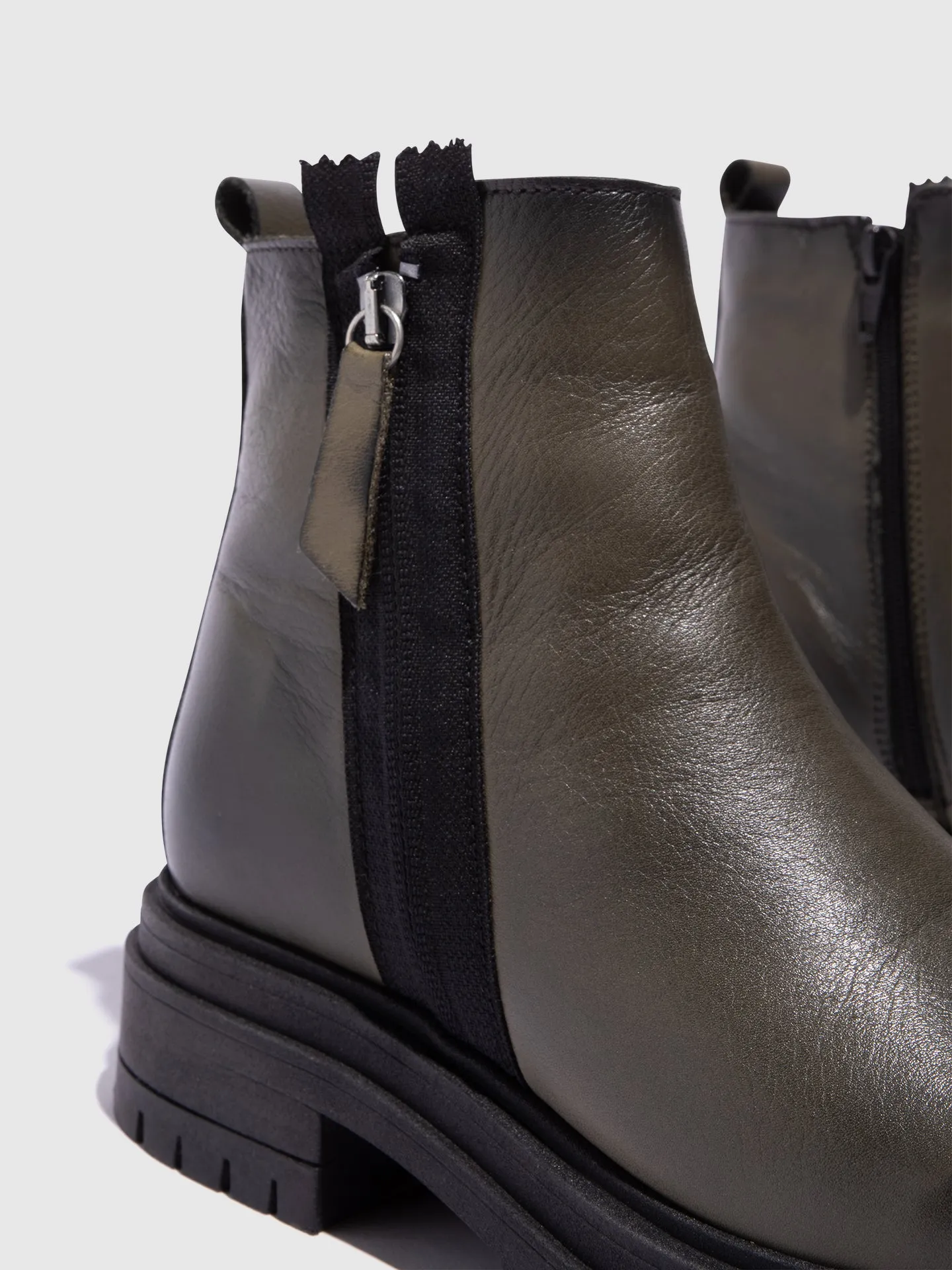 Green Zip Up Ankle Boots