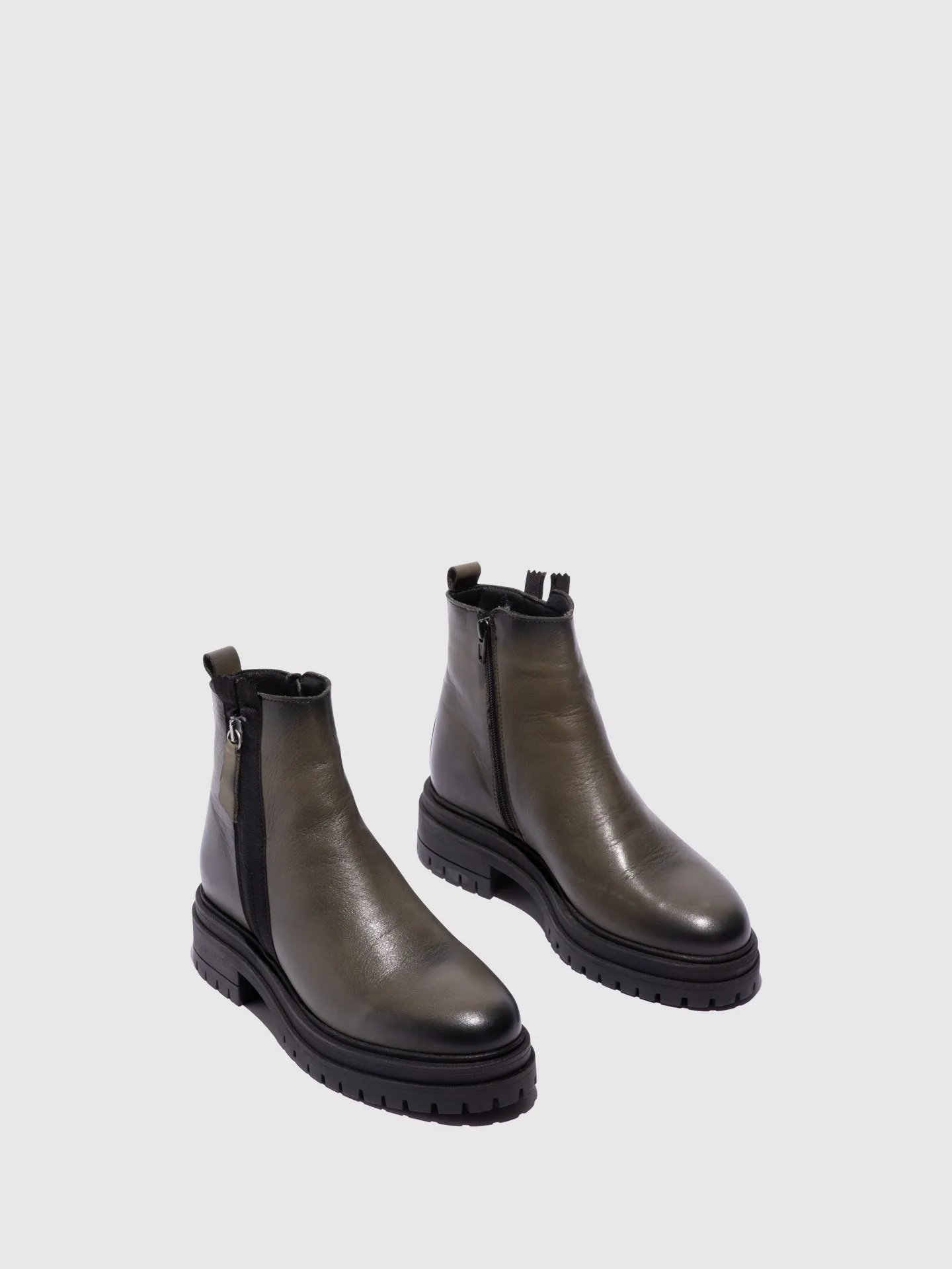 Green Zip Up Ankle Boots