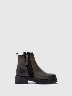 Green Zip Up Ankle Boots