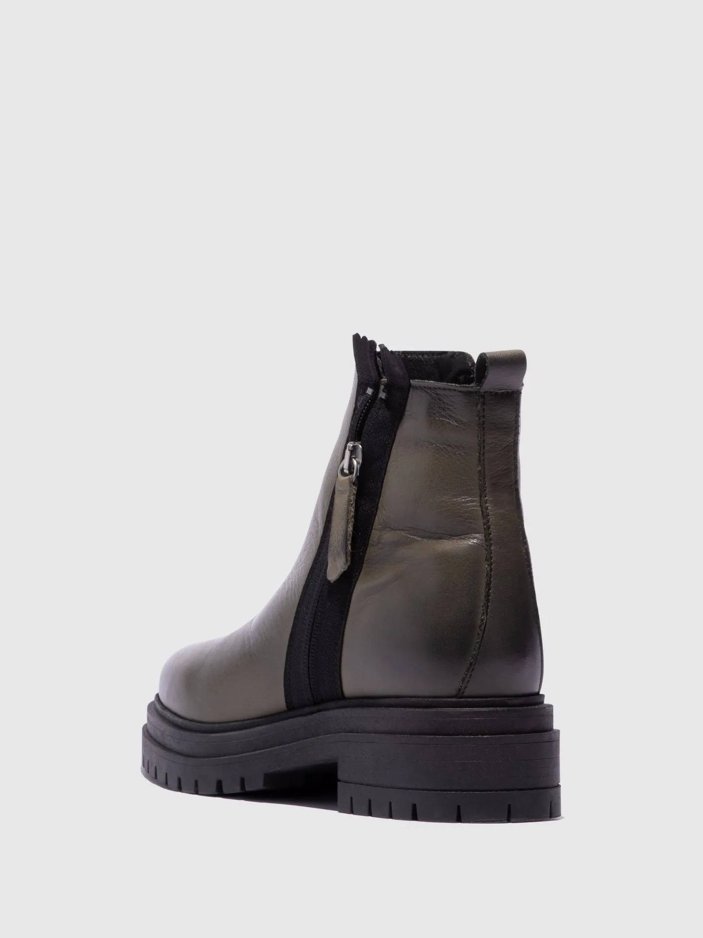 Green Zip Up Ankle Boots