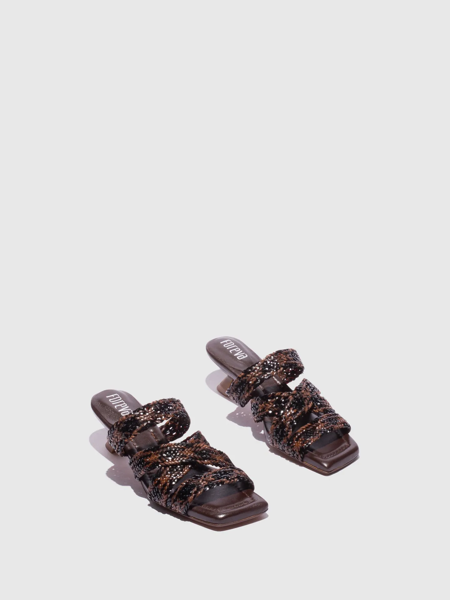 Multicolor Chunky Heel Mules