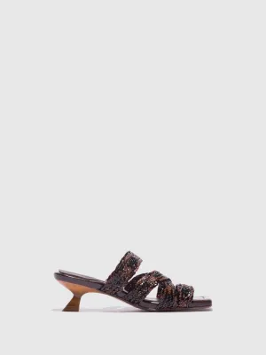 Multicolor Chunky Heel Mules