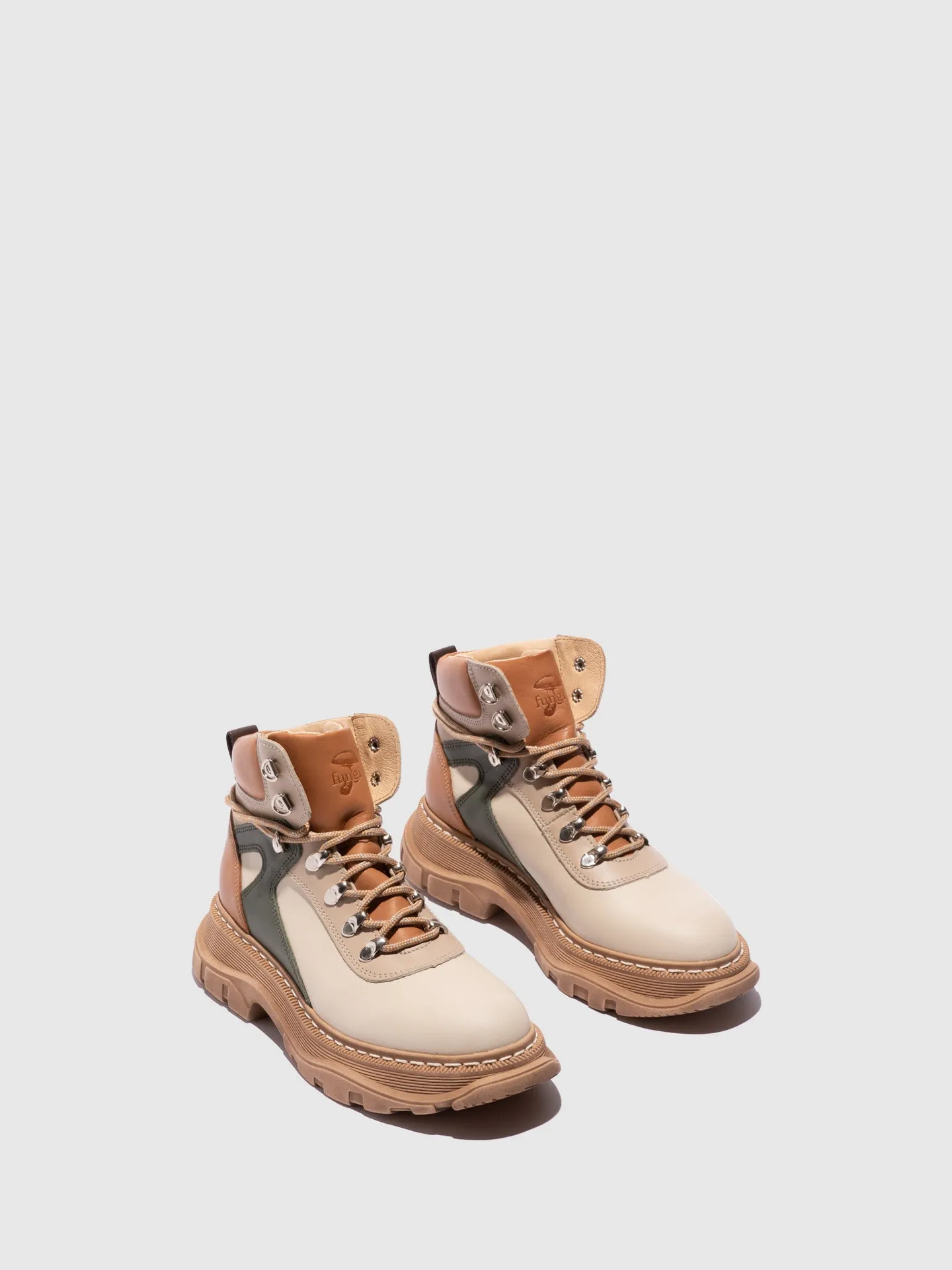Multicolor Lace-up Ankle Boots