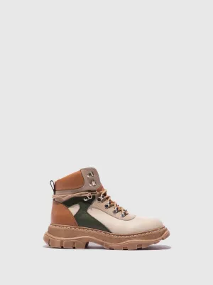 Multicolor Lace-up Ankle Boots