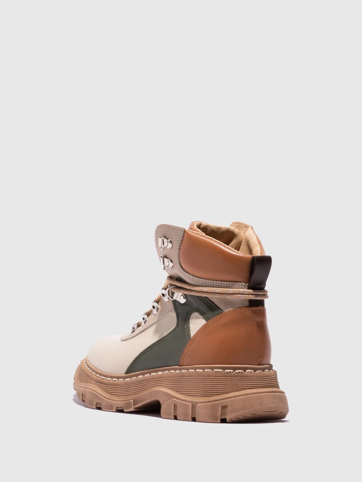 Multicolor Lace-up Ankle Boots