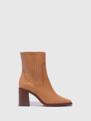 Natural Zip Up Ankle Boots