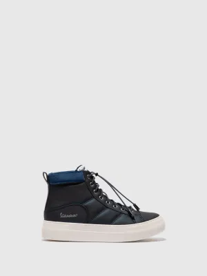 Navy Lace-up Ankle Boots