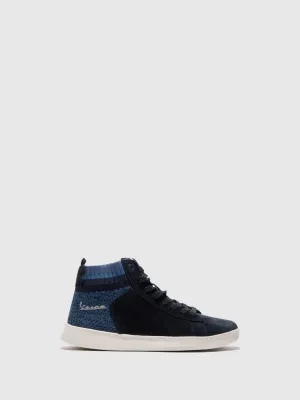 Navy Lace-up Ankle Boots