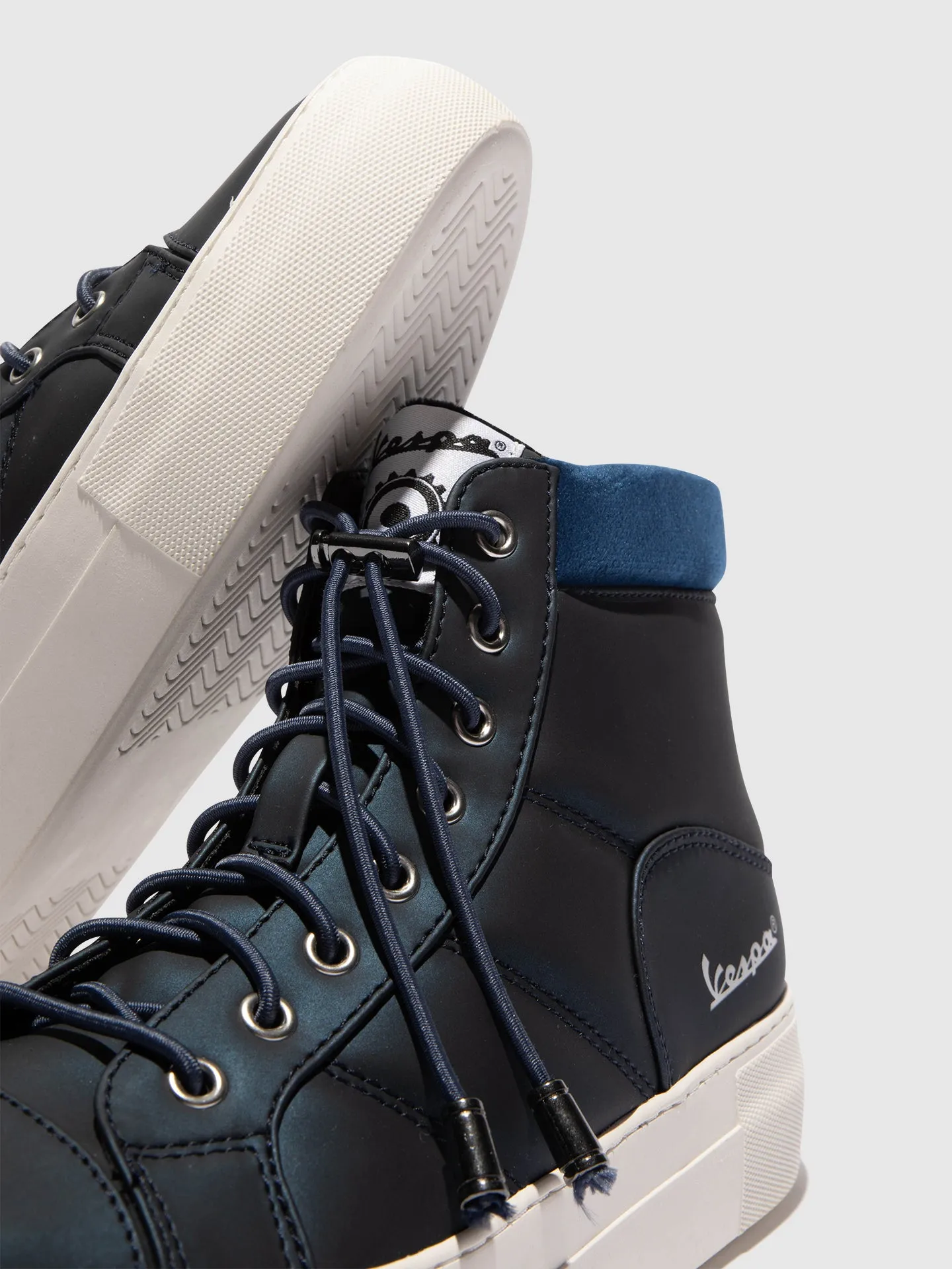 Navy Lace-up Ankle Boots