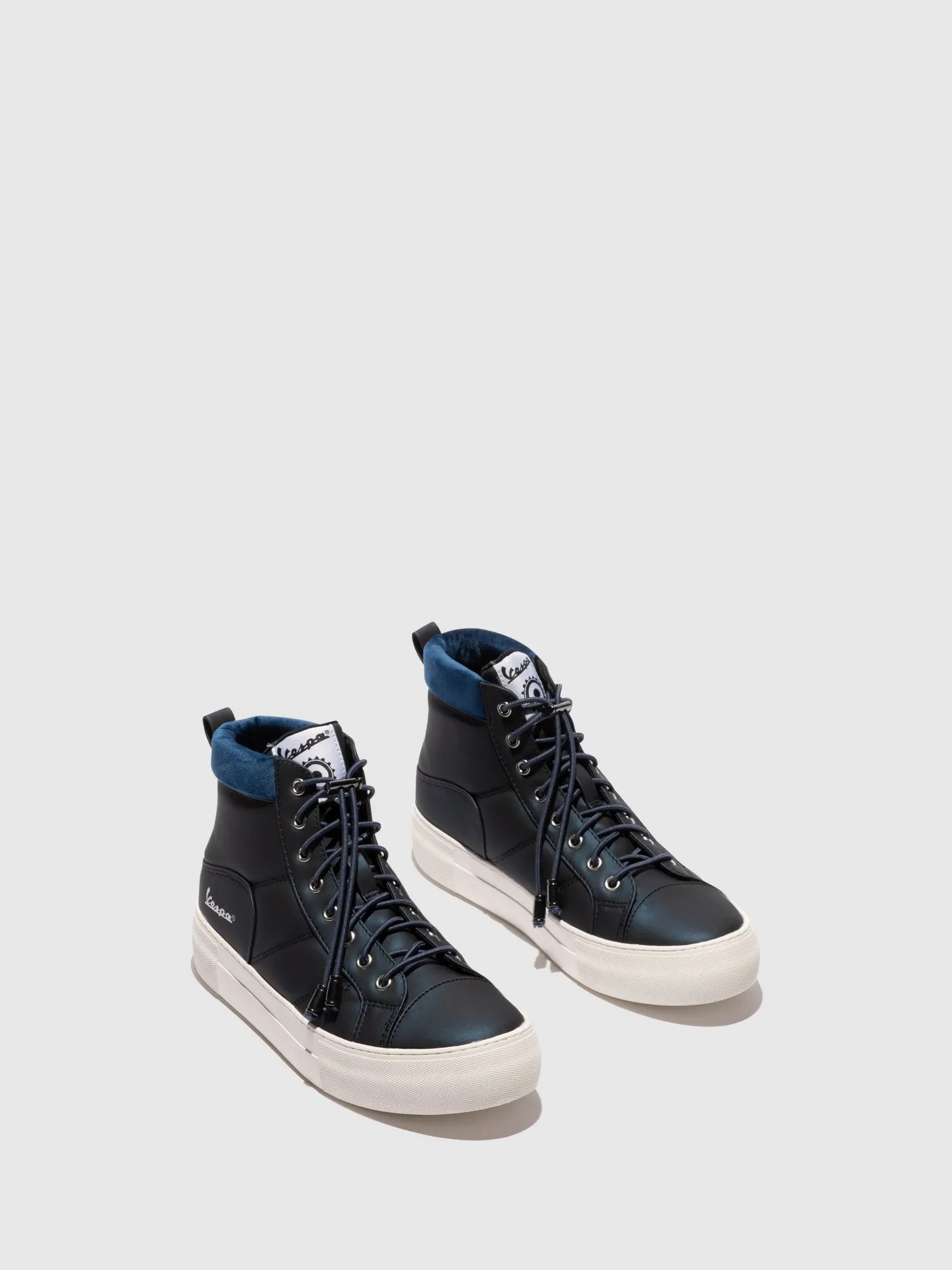 Navy Lace-up Ankle Boots